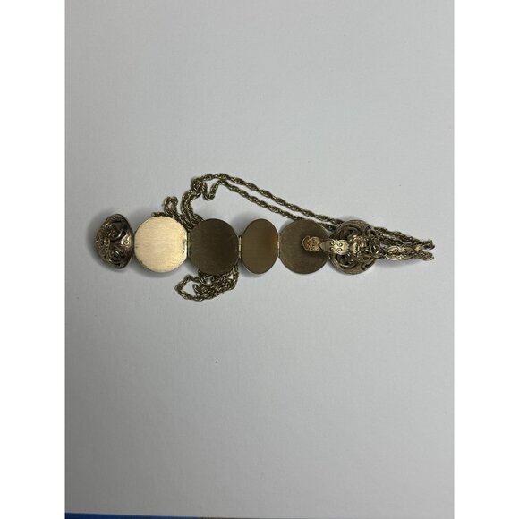 Gold Ball Locket Necklace Antique LeStage Ornate Fold Out w/ Pics Harry Potter - Picture 5 of 5